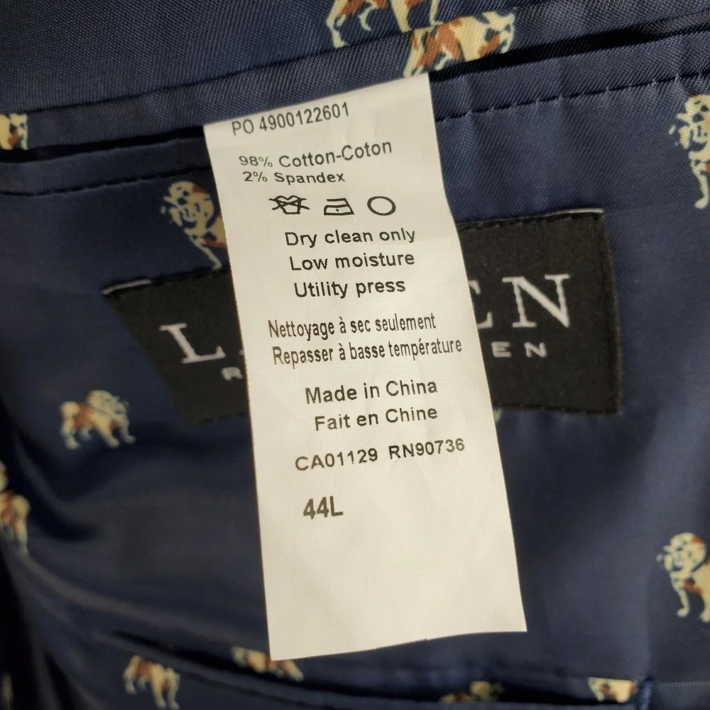 Lauren Ralph Lauren 44L Corduroy Blazer Tan Brown Elbow Patches‎ Bulldog Lining